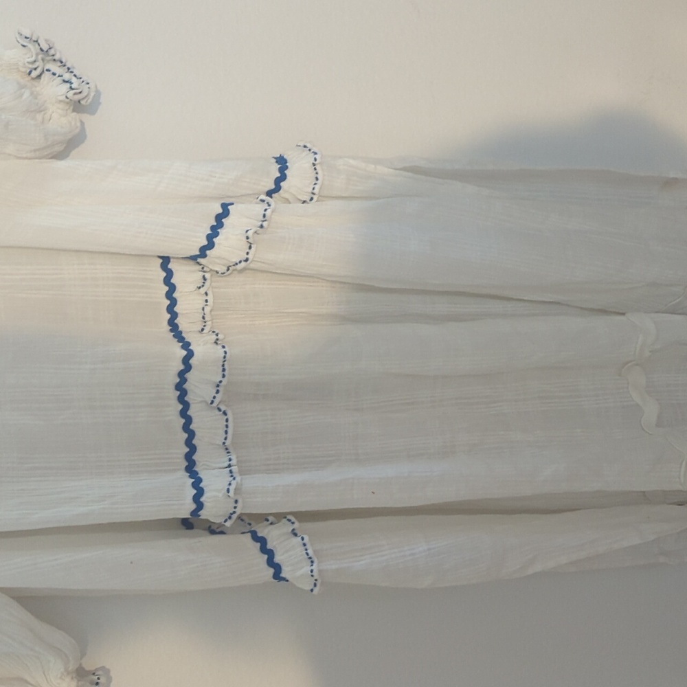 Free People White Maxi Dress with Blue Trim - Picture 2 of 7
